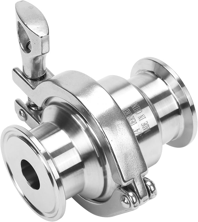 DERNORD Sanitary Check Valve - One Way Flow - 1.5" Tri Clamp Style, Stainless Steel 304, FKM Gasket (3/4 Inch Tube OD)