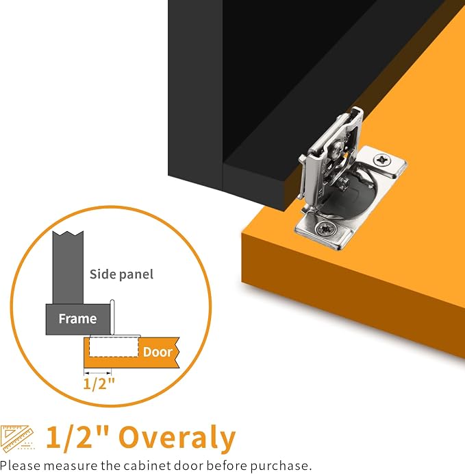 Chibery 60 Pack 1/2" Overlay 3D Soft Close Concealed Hinge for Face Frame Door, Smooth Slow Self Closing Hinges, Satin Nickel, Hidden 105° Open Angle Stainless Steel Hinge for Kitchen Cabinet Door