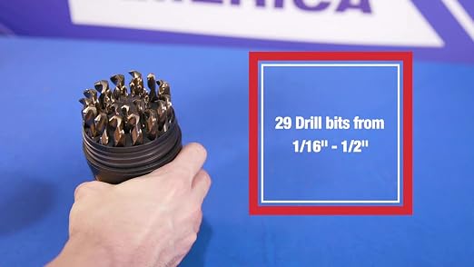 Drill America - D/A29J-CO-PC 29 Piece M42 Cobalt Drill Bit Set in Round Case (1/16" - 1/2" X 64ths), D/ACO Series