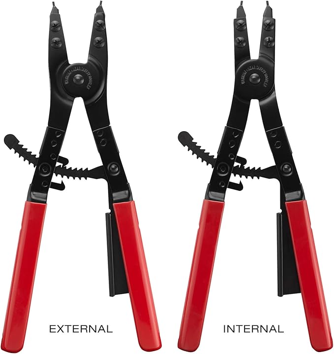 Neiko 02130A Heavy Duty 16" Snap Ring Plier Set, 2 Piece, External and Internal Pliers, Straight, 45°, 90° Tips