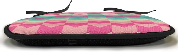 Lunarable Geometric Chair Cushion Pads Set of 8, Retro Pattern Mexican Flora Bohemian Contemporary Art Illustration, Anti-Slip Seat Padding for Kitchen & Patio, 16"x16", Pink Pale Pink Turquoise