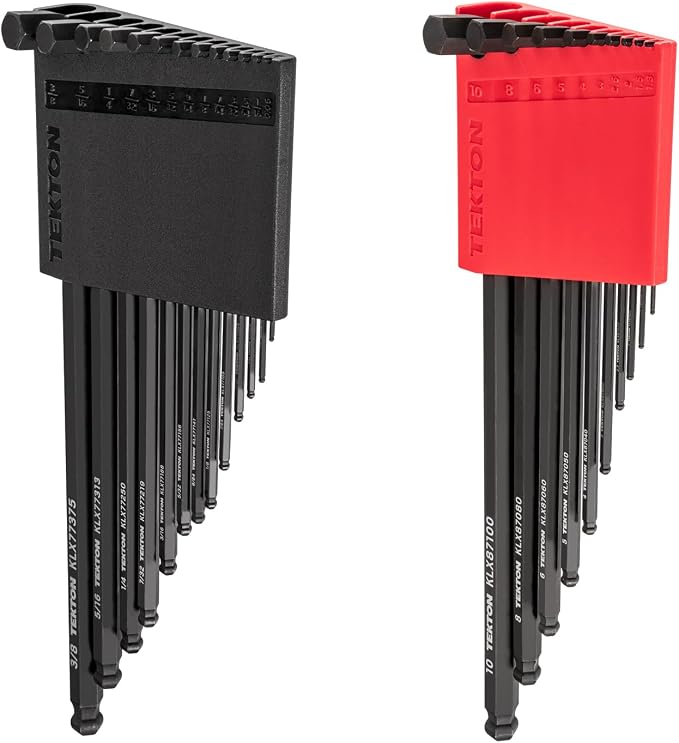 TEKTON Short Arm Ball End Hex L-Key Set, 23-Piece | KLX91313 | (0.050 - 3/8 in., 1.3 - 10 mm), Manganese Phosphate Finish, Holder