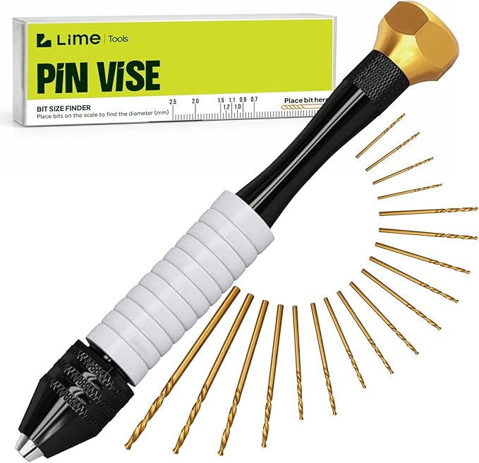 CRAFT911 Pin Vise Hand Drill Manual - Jewelry w/Micro Drill Bits (0.8mm-2.5mm) - Rotary Craft Drill for Jewelry Making, Resin, Wood, Plastic, Miniature, Beads, Clay Etc