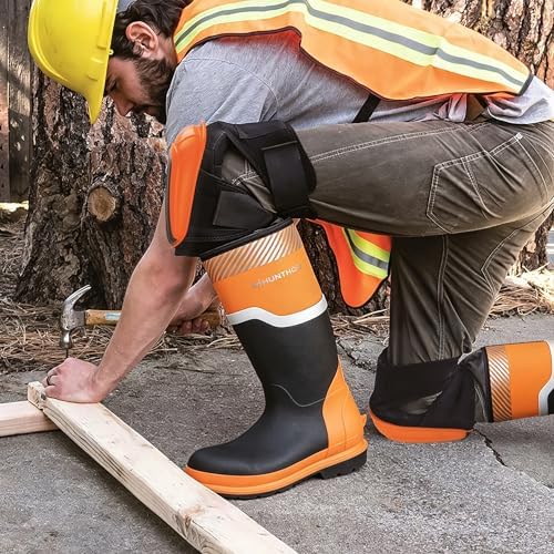 Hunthor Steel Toe Work Boots for Men, Puncture-proof & Waterproof Rubber