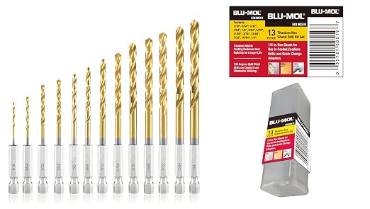 Disston E0100519 13-Piece Titanium Impact Hex Shank Drill Bit Set with Carrying Case