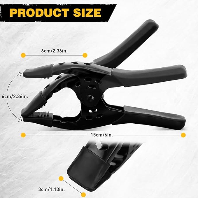 8-Piece 6 inch Heavy Duty Metal Spring Clamps: Metal Clamps for Woodworking, 2.5"-inch Jaw Opening, Heavy Duty Clips for Pool Cover Backdrop Stand Clamp