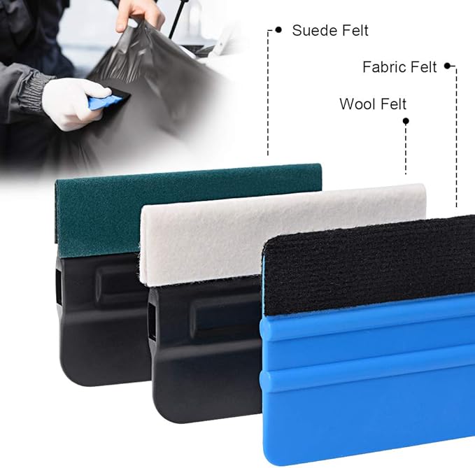NEWISHTOOL Pro Vinyl Wraps Applicator Tool Kit Window Tint Film Car Wrapping Tools Includes 164Ft Knife Less Tape, Felt Squeegee, Plastic Scraper, Wrap Knife and Blades, Magnet Holders (NT026-A)
