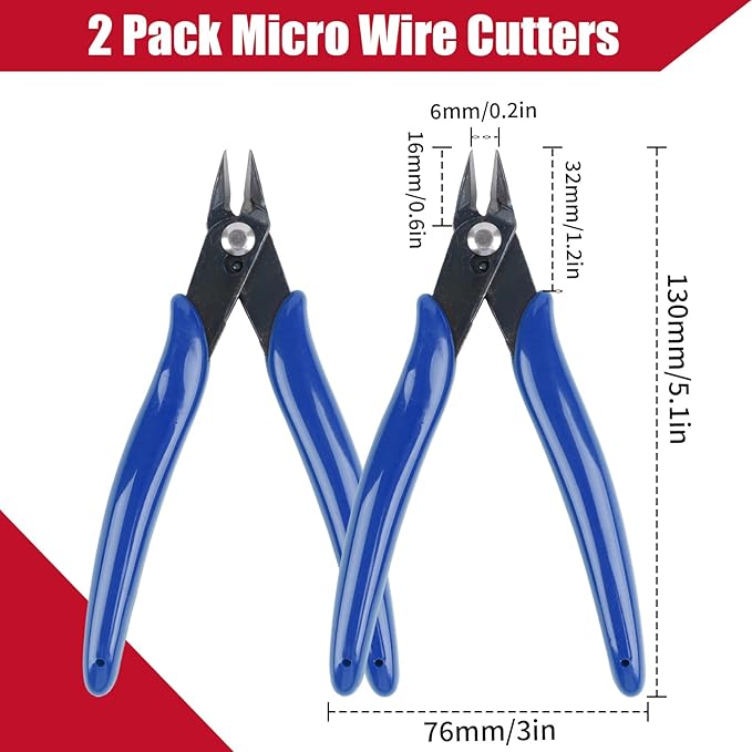 1 Pack Micro Wire Cutters, 5 Inches Flush Cutters Pliers, Diagonal Side Cutters Nippers, Zip Tie Sprue Cutter for Electronics, Plastic Models, Jewelry (Blue)
