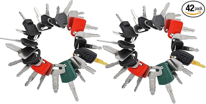42-Piece Heavy Equipment Key Set: Universal Master Keys for CAT, John Deere, Komatsu, Kubota, JCB, Bobcat & 10+ Brands – Durable Ignition Keys for Construction Operators
