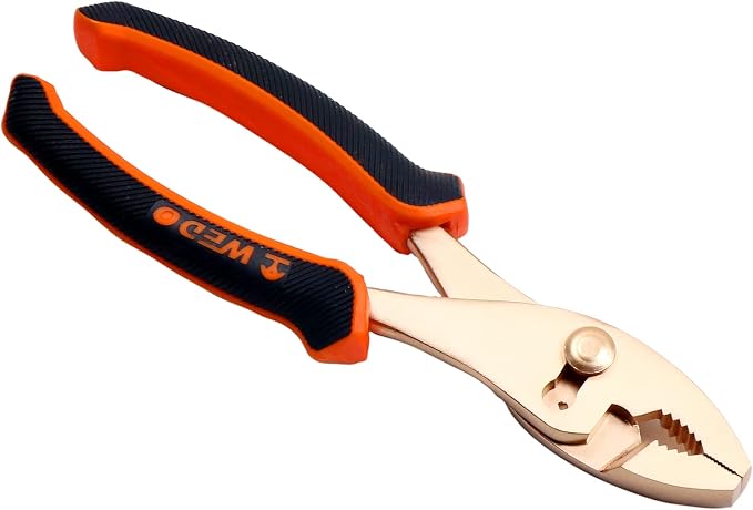 WEDO Non-Sparking Adjustable Combination Pliers 6", Spark-free Safety Slip Joint Pliers, Non-Magnetic, DIN Standard, BAM & FM Certificate, Opening Max 8mm, Beryllium Copper