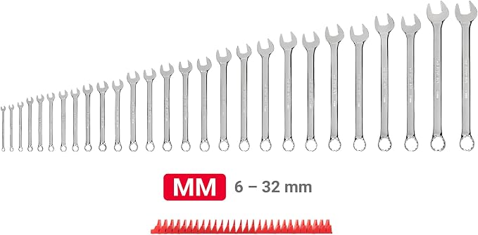 TEKTON Combination Wrench Set, 27-Piece | WCB95203 | (6 - 32 mm), Modular Organizers, Chrome Finish