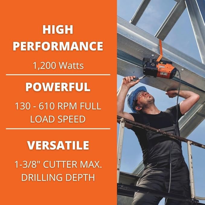 Fein JMC Magforce 90 Magnetic Base Drill with Brushless Motor for Work in Hard-to-Reach Areas - 1,200W, 1-3/8" HSS Cutter Max. Diameter, 1-3/8" Cutting Depth - 72732362090