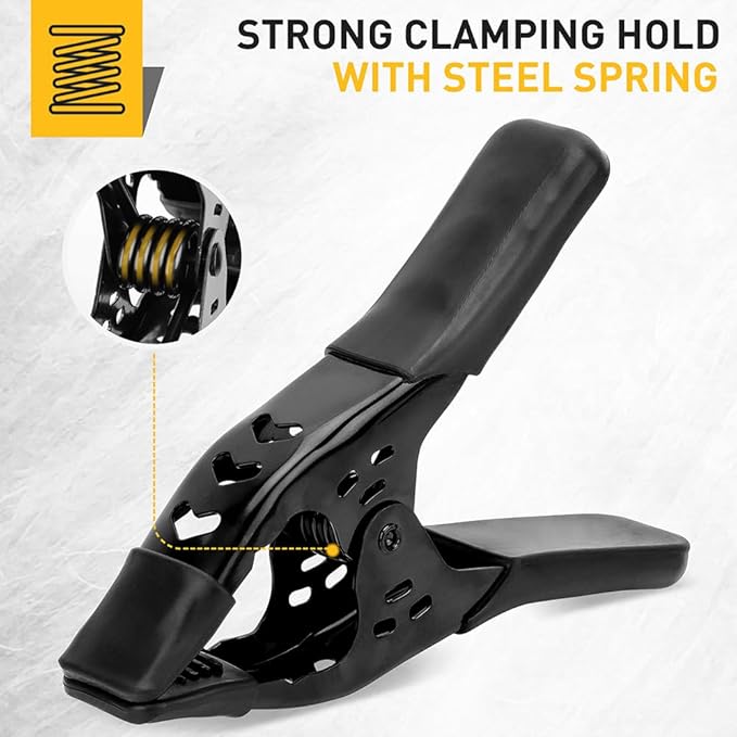 4-Piece 6 inch Heavy Duty Metal Spring Clamps: Spring Metal Clamps for Woodworking, 2.5"-inch Jaw Opening, Heavy Duty Clips for Pool Cover Backdrop Stand Clamp