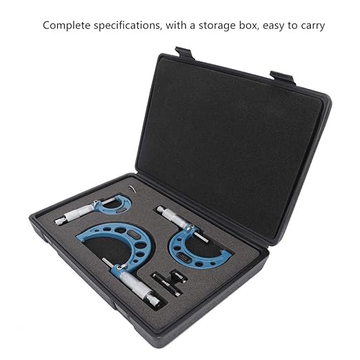 3Pcs Industrial Tools Premium Outside Micrometer Set Precision Machinist Tool 0-75mm with Carbide Tips