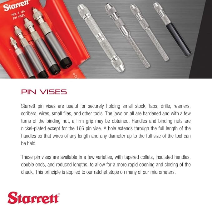 Starrett Pin Vise, .050 - .125" Range