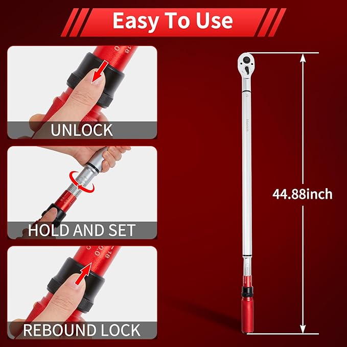 Hairich 3/4-Inch Drive Click Torque Wrench, Dual-Direction Adjustable 48 tooth 100-700ft.lb/136-949Nm, Professional Inch Pound Torque Wrench, for Maintenance Tool and Product Assembly