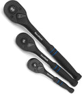 DURATECH 3-Piece Drive Ratchet, 90-Tooth Quick-release Ratchet Wrench | 1/4", 3/8", 1/2" Socket Wrench for Men Women, Reversible, Cr-V Made, 4° Swing, Manganese Phosphate Black Finish