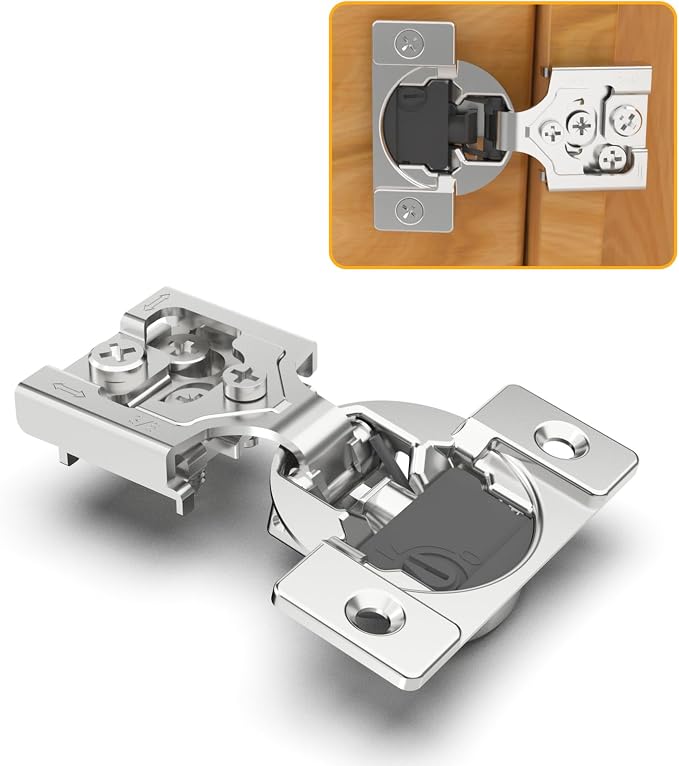 Chibery 60 Pack 3/8" Overlay 4D Soft Close Concealed Hinges for Face Frame Door, Adjustable Closing Speed, Self Close Satin Nickel, 105° Open Angle Concealed Stainless Steel Hinges for Cabinet