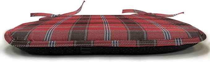 Lunarable Buffalo Plaid Chair Seating Cushion, Arrangement with Lumberjack Themes Geometric Concept Pattern Print, Anti-Slip Seat Padding for Kitchen & Patio, 16"x16", Vermilion and Grey