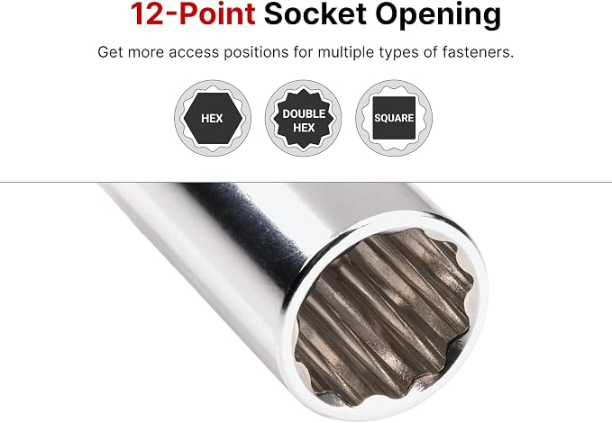 TEKTON 3/8 Inch Drive 12-Point Socket Set, 45-Piece | SHD91127 | (1/4 - 1 in.), Shallow, Semi-Deep, and Deep, Socket Rail