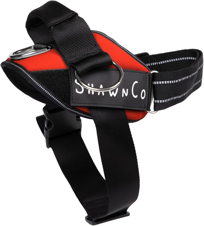 ShawnCo Essential Pro Dog Harness, No-Pull Pet Vest with 3 Leash Clips and Removable, Reflective Side Patches, Adjustable and Padded Harness for Small, Medium and Large Dogs (Mustang Red, XL)