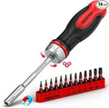 14-Piece 1/4″ Magnetic Ratcheting Screwdriver Bit Set, T4-T40 Torx Bit Set with 1/4 inch Magnetic Bits Driver Multi-bit Ratchet Screw Drivers for Garage, Home, Work, DIY Repair