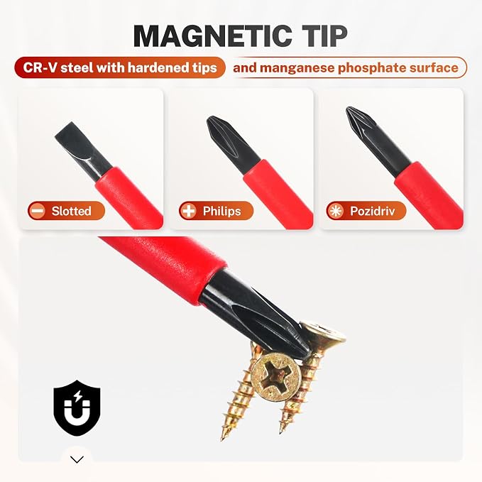 BILITOOLS 9-Piece 1000V Insulated Screwdriver Set with Magnetic Tips