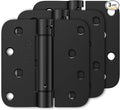 Luxbaro 3 Pack Self Closing Door Hinges 4 Inch, Matte Black Spring Loaded Hinges with 5/8'' Radius Corners, Adjustable Tension for Garage, Front Door, for Left and Right Hand Door, UL Listed