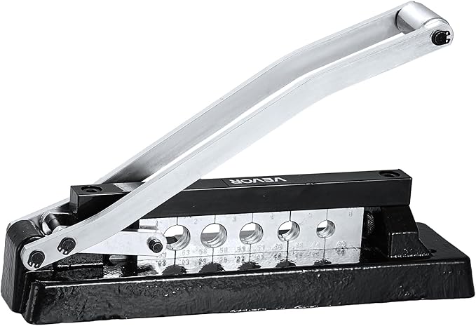 VEVOR Heavy Duty Hose Ferrule Crimping Tool, Standard Bench Hose Crimper with 5 Die Holes & 0.44"-0.63" Crimping Range for PVC Rubber Hoses, Air Hoses Crimping Repair Kit (Ferrules Not Included)