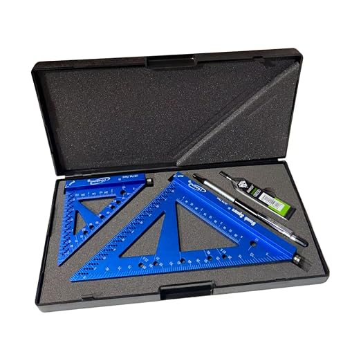 iGAGING Precision Tri Square Bench Square Set, 3" & 6" w/Pin, Plus Pencil & Lead, for Layout, Drawing, & Tool Setup. #36-BS-36