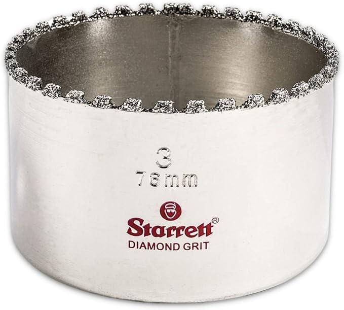 Starrett Diamond Grit Hole Saw 3" Dia, 1-5/8" Cutting Depth | Ideal For Drilling Small Diameter Holes, 5/8-18 Thread Size, XA2/XA10 Arbor Type, Silver Finish, KD0300-N
