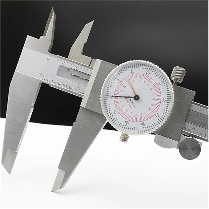 Dial Caliper 6" 8" 12" / 150 200 300mm Metric/INCH Standard MM Dual Hand Reading Scale Vernier Caliper with Dial Thickness Gauge(0-300mm 12inch)