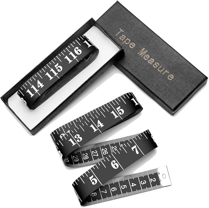 Tape Measure Body Measuring Tape, 120 Inch Soft Fabric Measuring Tape for Sewing Cloth Measurement, Double Scale Tailor Ruler for Weight Loss Medical Measurement Nursing Craft(2 Pack/Black)