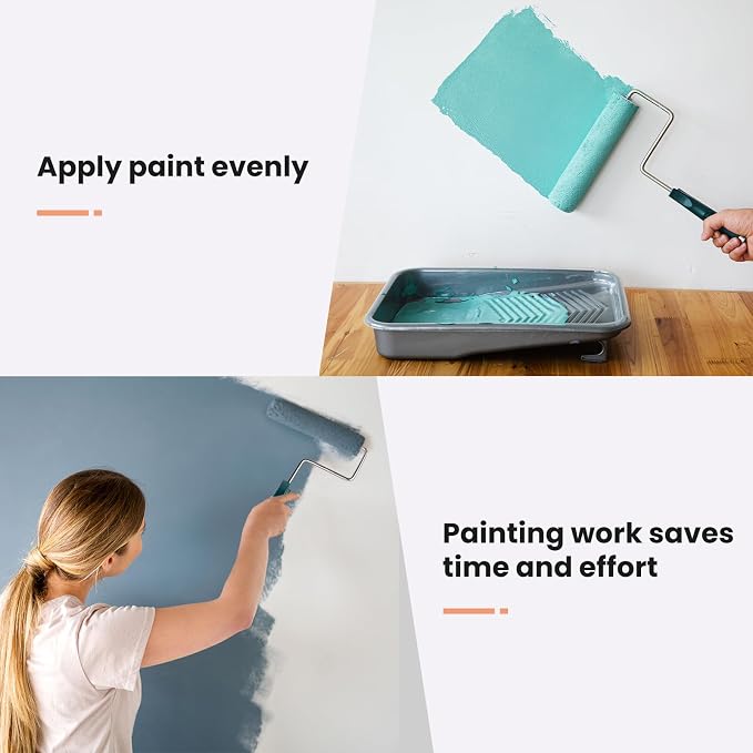Mister Rui 9 Inch Paint Roller Covers, 24 Pack Contractor Box, 3/8 Inch Nap Durable Microfiber Sleeves, Washable & Reusable