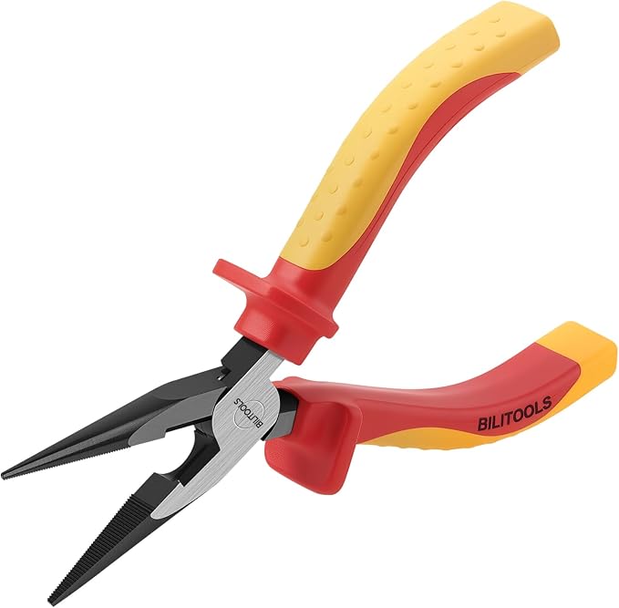 BILITOOLS 1000V Insulated Needle Nose Pliers, 6inch, Long Nose Pliers, Cr-V