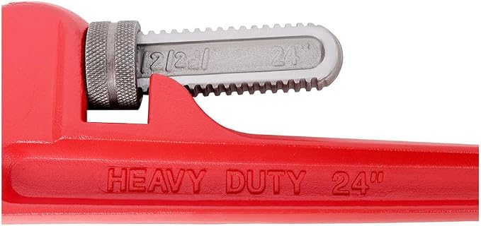 Pipe Wrench 24 Inch, Rigid Pipe Wrench Sets Steel Adjustable | Professional Heavy Duty Hangable Design for Plumbing, Home, Vehicle Repair (24" Red Wrench)