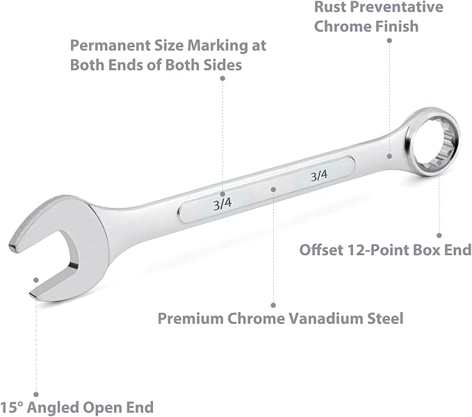 24-Piece All-Purpose Master Combination Wrench Set with Roll-up Pouch | SAE 1/4” to 1”, Metric 8mm to 24mm | Perfect for General Household, Garage, Auto Repairs, Car, Truck, Boat, and Travel Emergency
