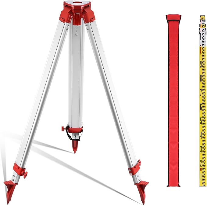 Rotary Laser Level Kit, 360 Degree Automatic Self Leveling Green Beam Horizontal Laser Transit, with Aluminum Tripod & Grade Rod, 500m Working Range for Construction, Building, Surveying