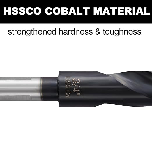 3/4 Cobalt Drill Bit for Metal and Hardened Steel, 1/2 Inch Reduced Shank M35 HSS Twist Heavy Duty Drill Bits, with Index Storage Case