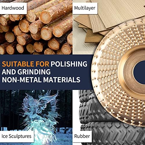 Pomsare 5PCS Angle Grinder Wood Carving Disc Set, Polishing Wheel Pad Sanding Disc for Wood, Stump Grinder Tool Grinding Shaping Disk, Cutting Wheel for 4 1/2 Angle Grinder Attachments Rotary Tool