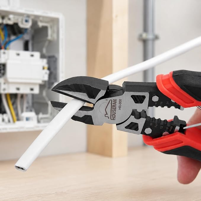 Pliers Set, 3 Pcs, for DIY & Home Use, Multifunctional | 8.3” Needle Nose Pliers, 8.3” Linemans Pliers, 7.5” Diagonal Cutters, Spring Loaded with Safety Lock, Combination Pliers Set