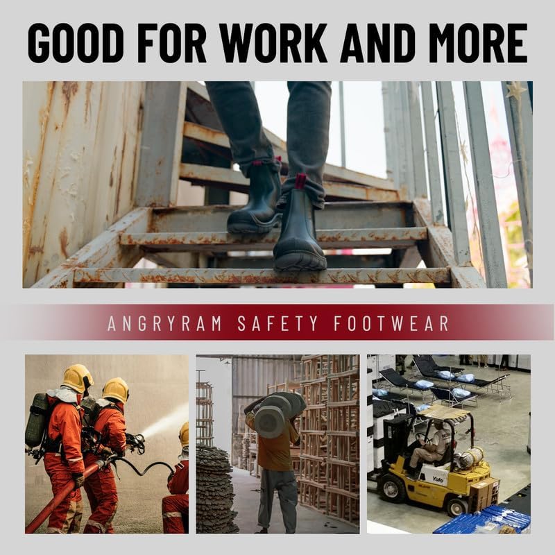 ANGRYRAM Slip on Steel Toe Work Boots for Men Waterproof Safety Shoes