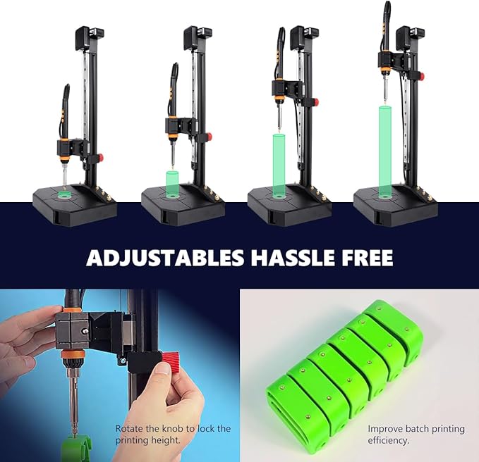 Vertical Heat Set Insert Press Tool | 90W Soldering Iron, 30 Brass Threaded Inserts (M3/M4/M5/M6/M8) & Heat-Set Tip | Compatible with PLA, ABS, PETG | for 3D Printed Components DIY Plastic Parts