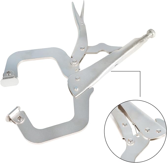 munirater 10-Pack Lock Pliers 11 Inch C-Clamp Lock Pliers with Swivel Pad Vise Jaws for Home Farm and Automotive