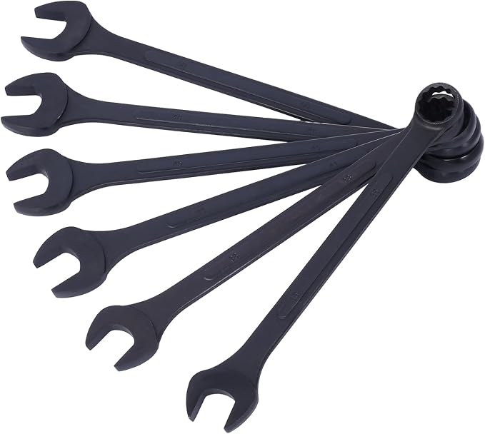 6PC Jumbo Combination Wrench Set, Metric, 35, 38, 41, 45, 48, 50mm | Extra Large Metric Wrenches for large fasteners on trucks, tractors, equipment, construction vehicles, and machinery