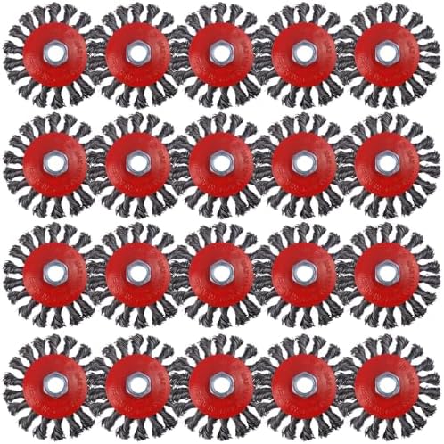 20 Pack 4 Inch Wire Wheels for Angle Grinder, Wire Brush for 4 1/2 Angle Grinder, Twist Knotted Carbon Steel Wire Wheel with 5/8" Thread Arbor for Removing Rust