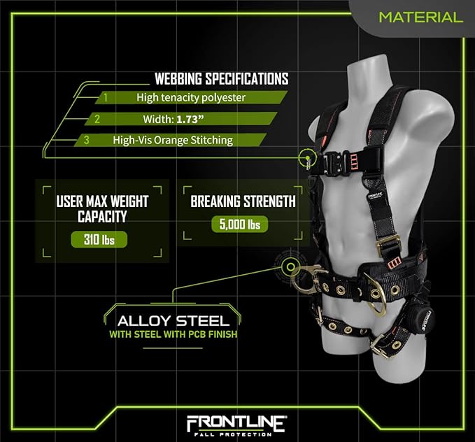 Frontline Full Body Harness | Suspension Trauma Straps| OSHA & ANSI Compliant