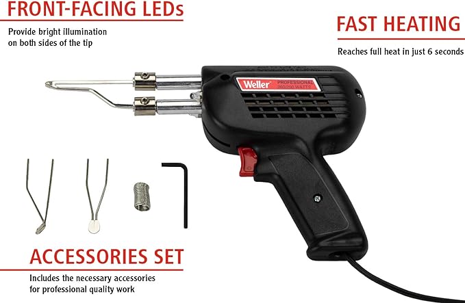 Weller 260 Watt & 200W Professional Soldering Gun Kit with Three Tips and Solder in Carrying Case | D550PK, (Pack of 2)