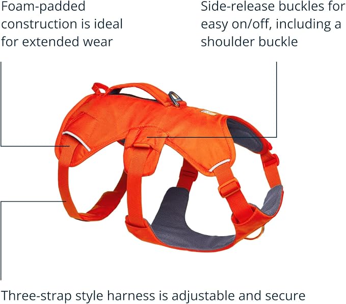 Ruffwear, Web Master, Multi-Use Support Dog Harness, Hiking and Trail Running, Service and Working, Everyday Wear, Blaze Orange, Small