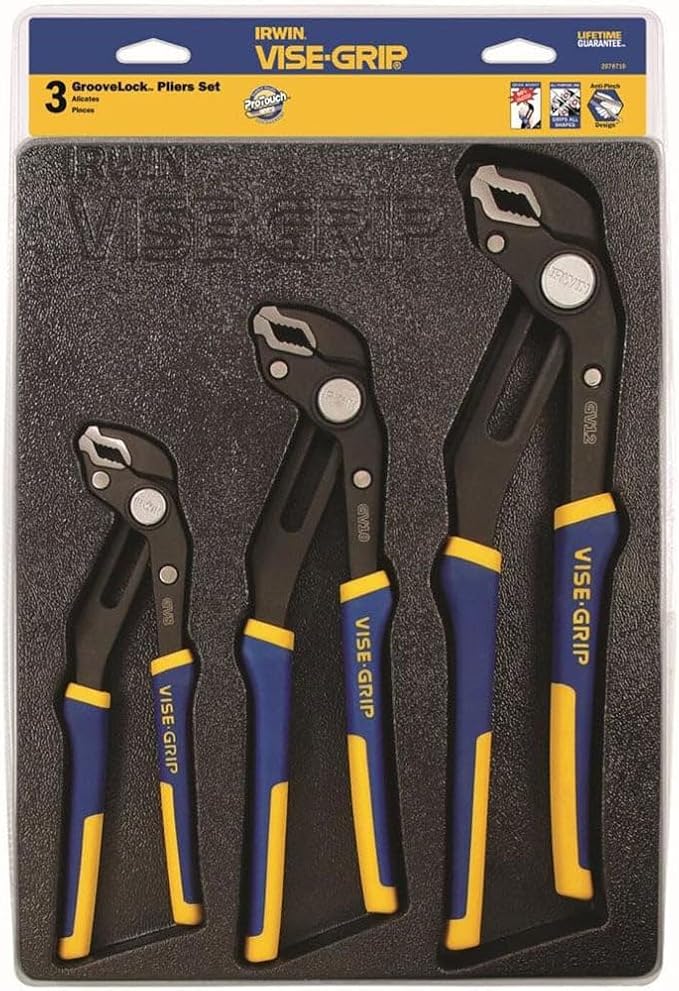 IRWIN VISE-GRIP GrooveLock Pliers Set, V-Jaw, 3-Piece (2078710)